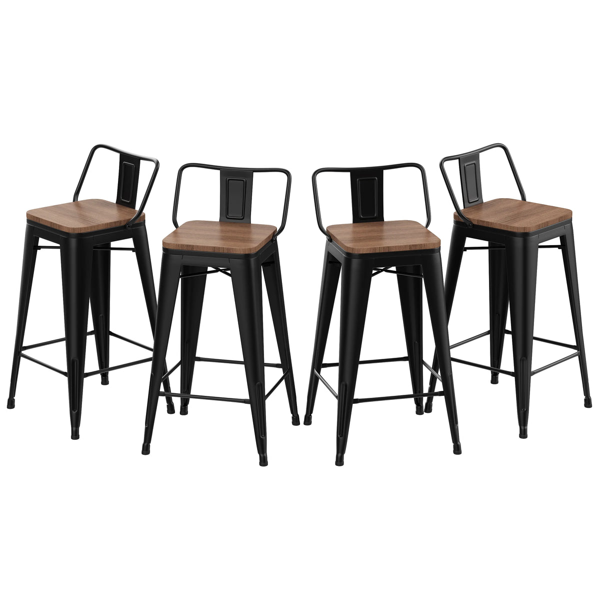 24 Metal Barstools Set of 4 Counter Height with Back X2426