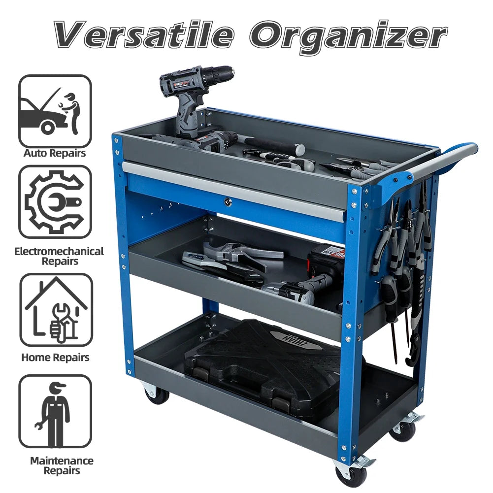 3 Tier Heavy Duty Trolley with Hooks D2359