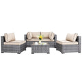 7 Piece Wicker Outdoor Sectional Sofa Set O89583