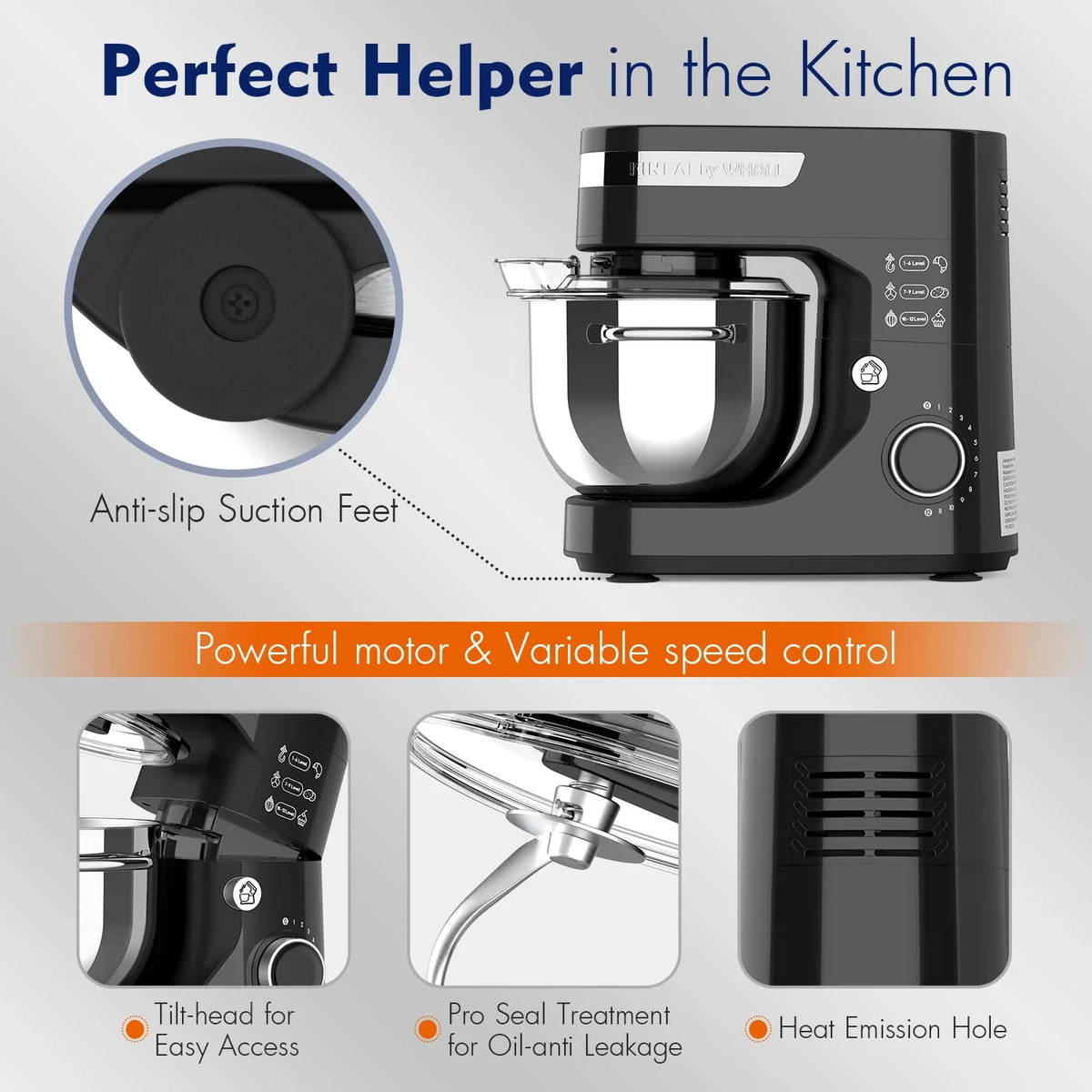 5.5Qt 12-Speed Tilt-Head Electric Stand Mixer with Stainless Steel Bowl L8663