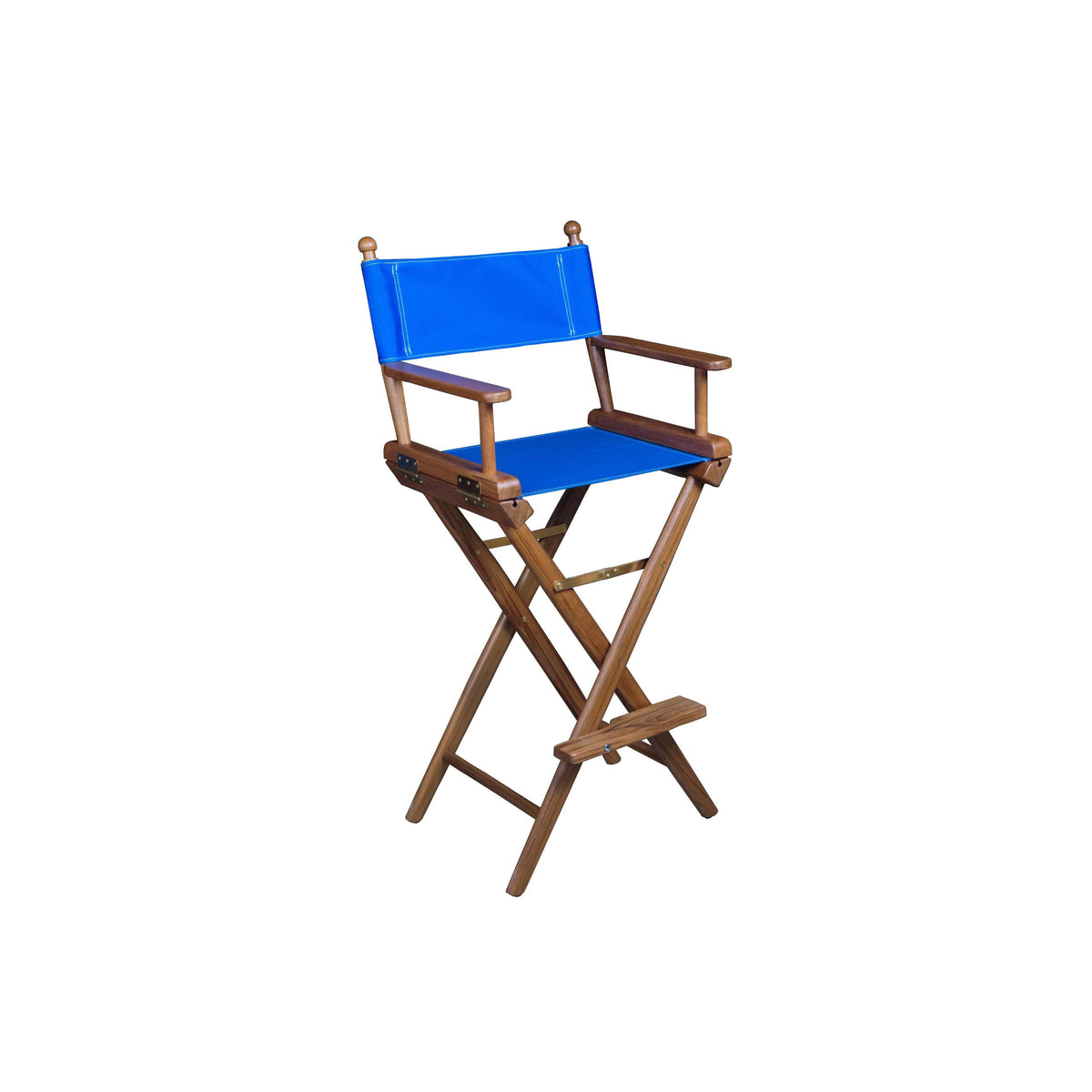 Teak Captain's Chair with Blue Seat Covers F5509