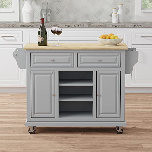 Cherry Wood Top Kitchen Cart U41603