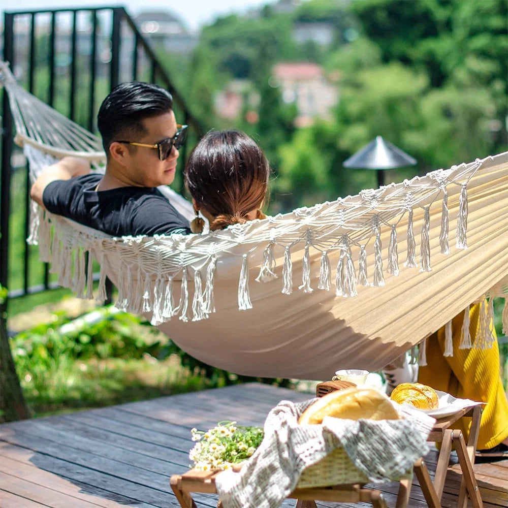 Double Macrame Hammock Swing Bed U28527