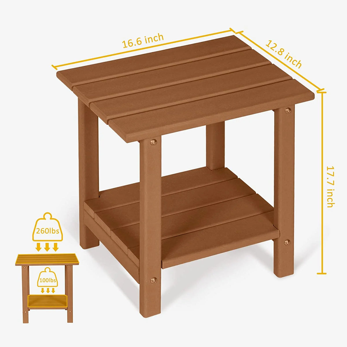 2-Tier HDPE Outdoor Side Table Rectangular Teak O62173