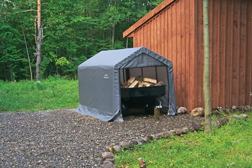10' x 10' Steel Round Roof Outdoor Storage Shed with Waterproof Cover, grey N519
