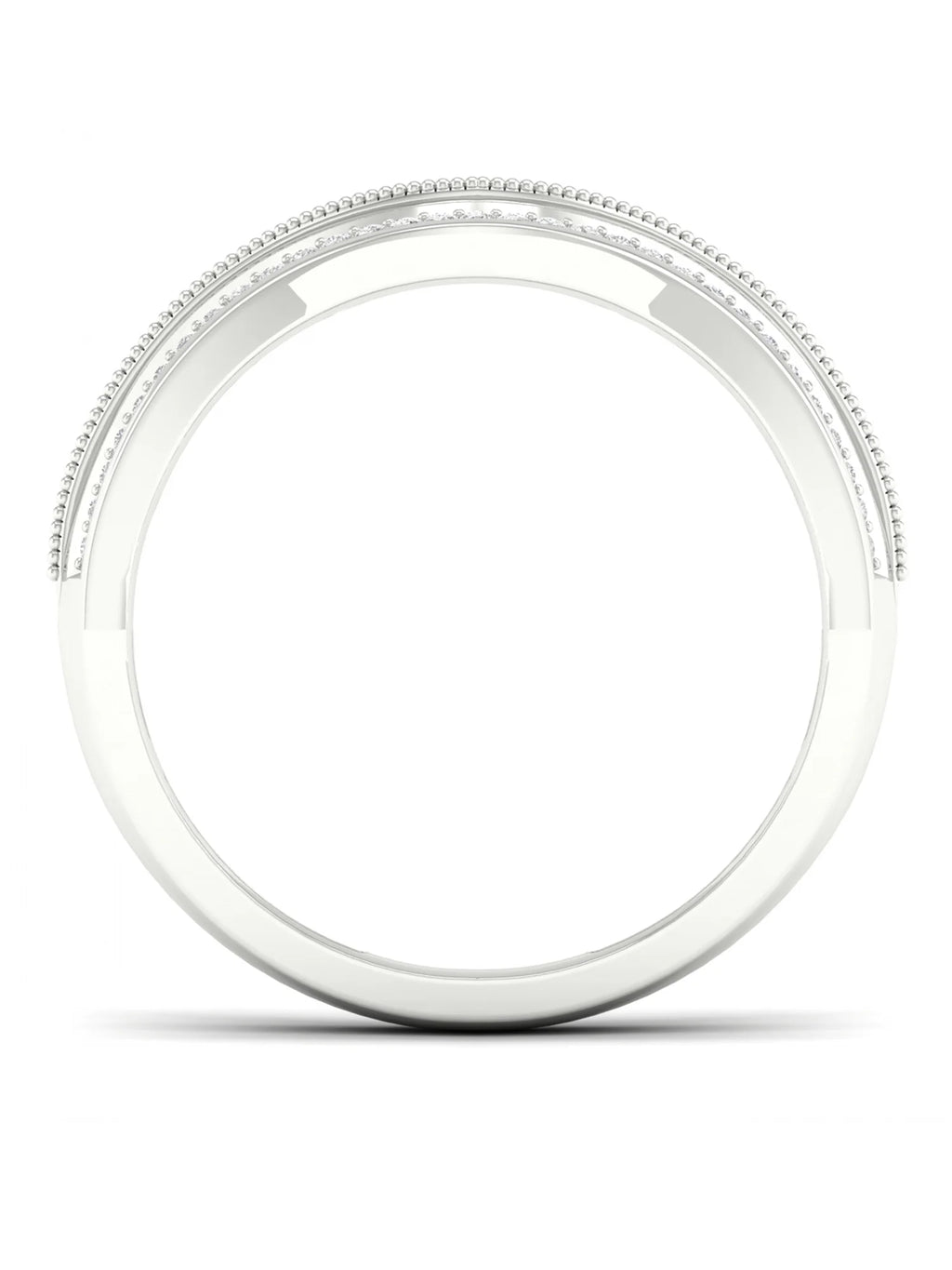1/6Ct TDW Diamond 10k White Gold Contour Wedding Band F364562