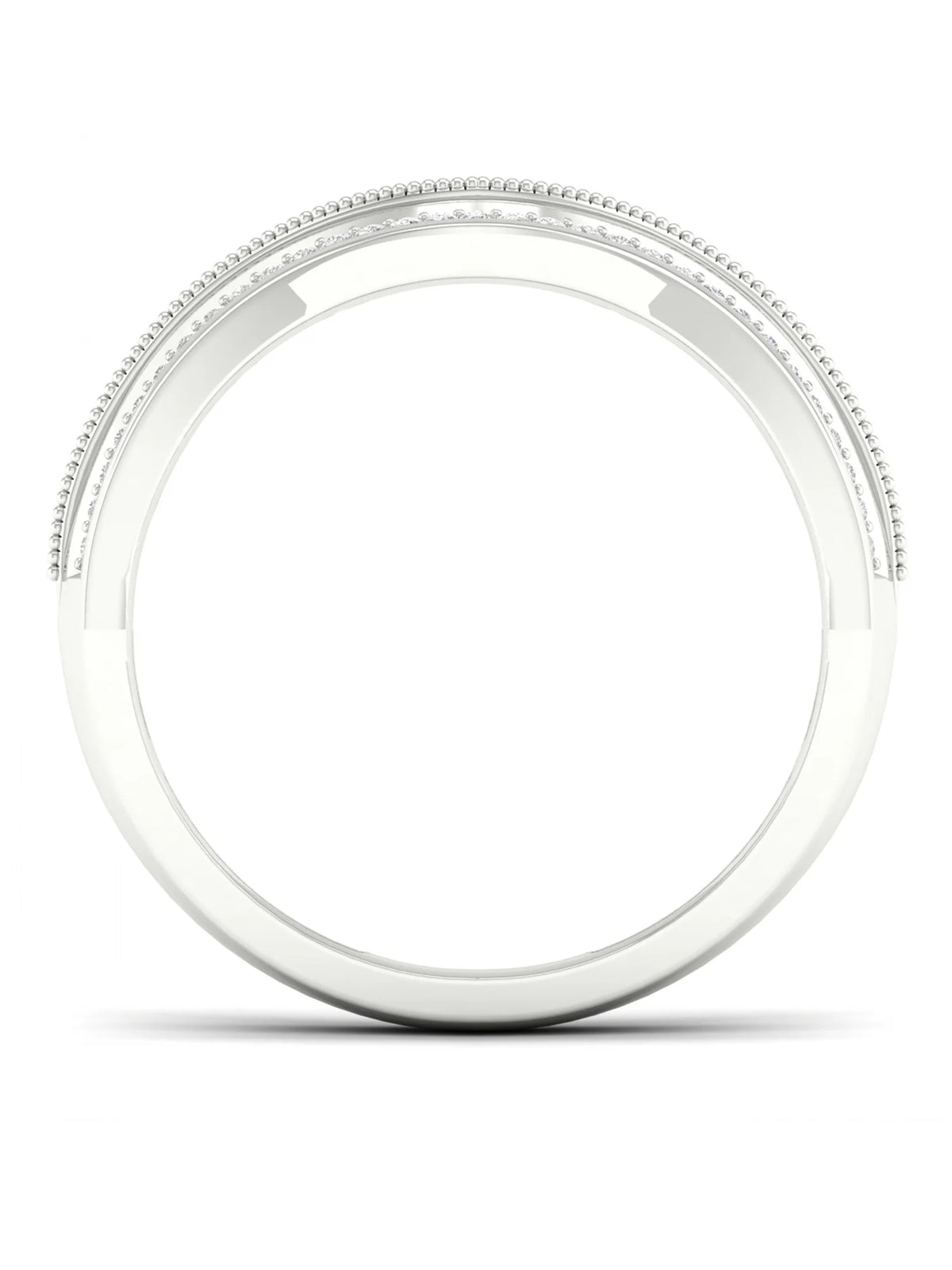 1/6Ct TDW Diamond 10k White Gold Contour Wedding Band F364562