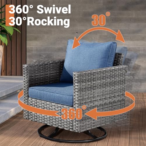 11 Piece Outdoor Patio Furniture Set with Fire Pit Table Dark Grey L750