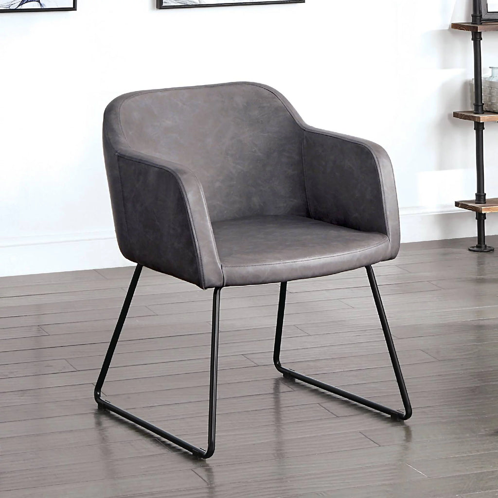 Gray Faux Leather Accent Chair H468493