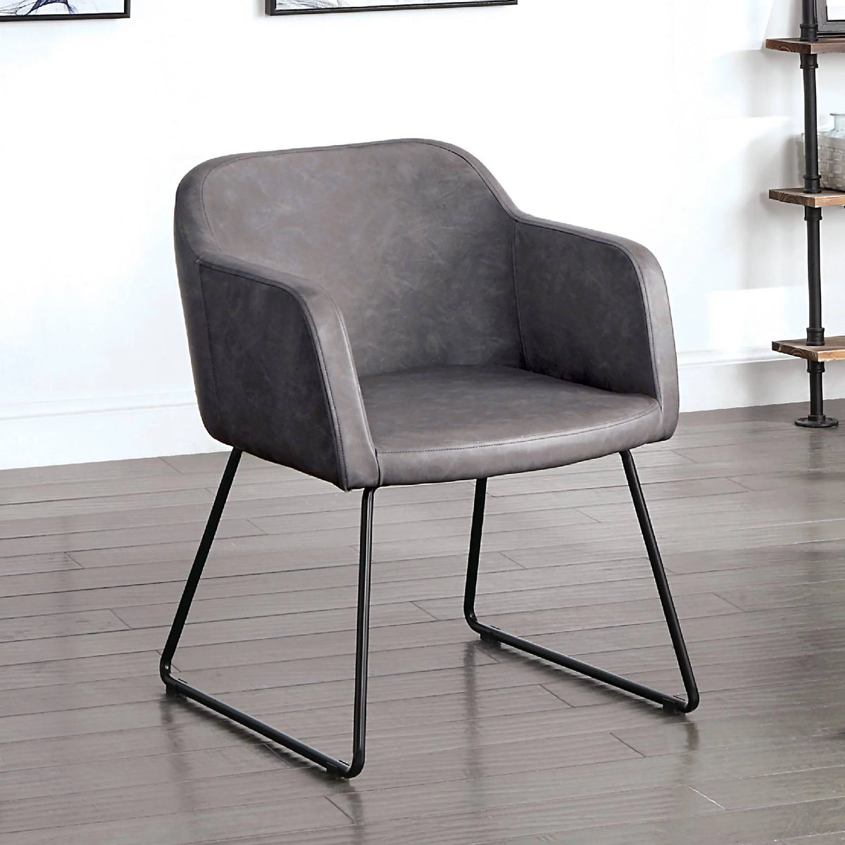 Gray Faux Leather Accent Chair H468493