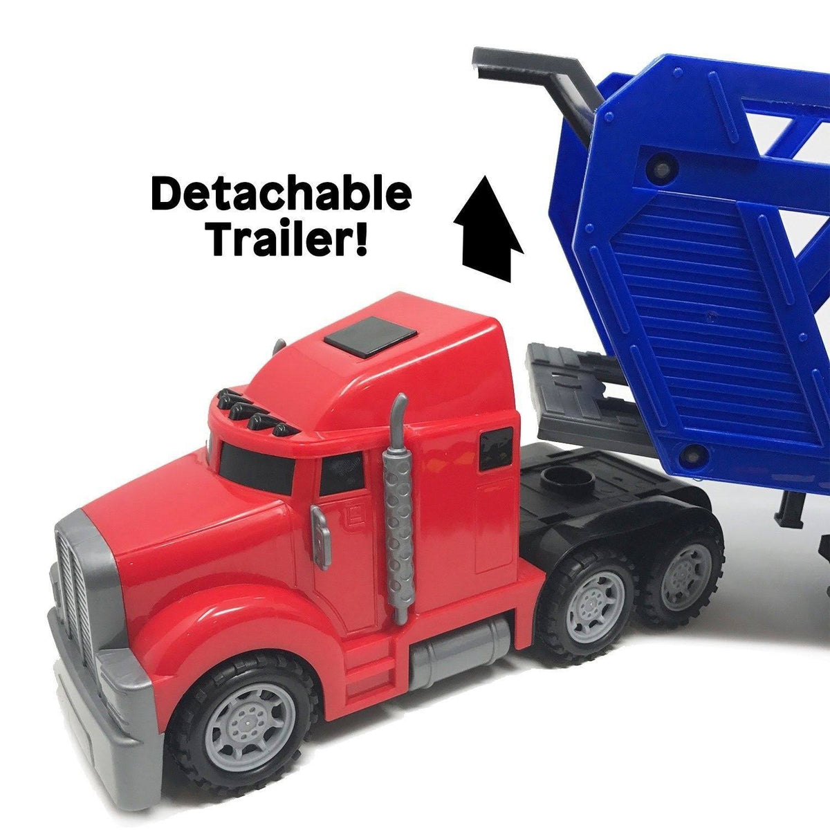 5-in-1 Truck Carrier Toy Trailer with Construction Signs U499
