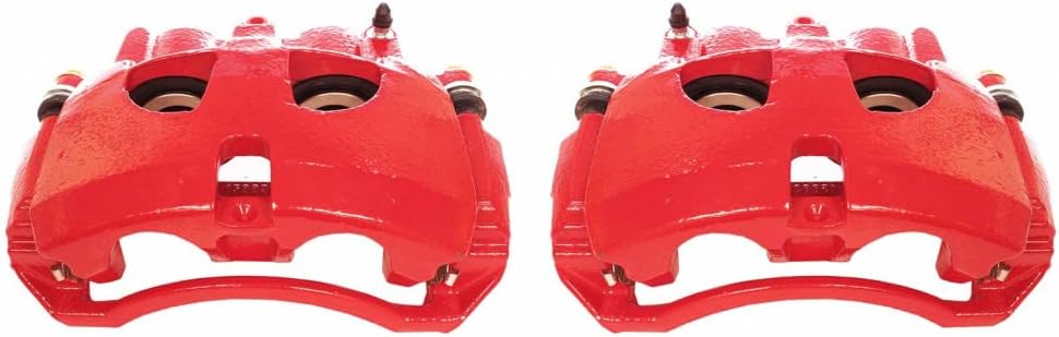 Red Front Brake Calipers with Brackets Pair C3946