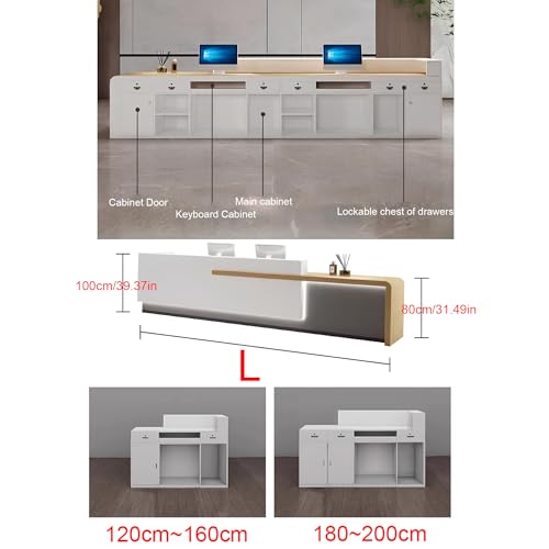 Reception Desk with Counter, Lockable Drawer & Door Cabinet, 120cm Z7349