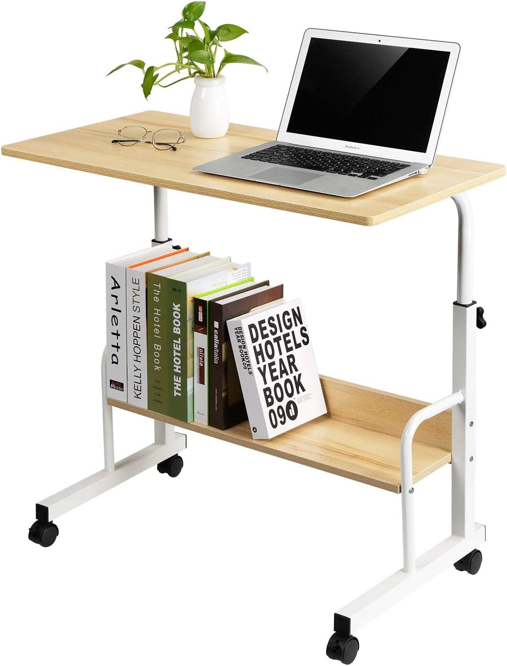 Black Adjustable Mobile Side Table with Wheels G73987