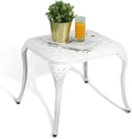 White Square Cast Aluminum Outdoor Side Table T2826