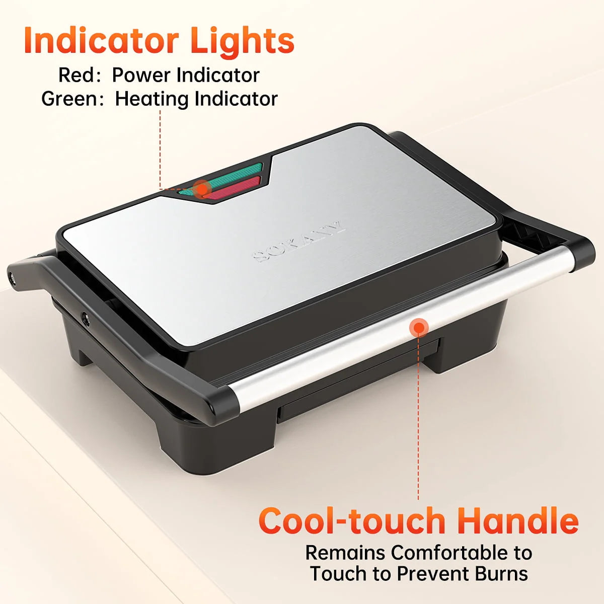 2 Slice Stainless Steel Non-Stick Panini Press K94719
