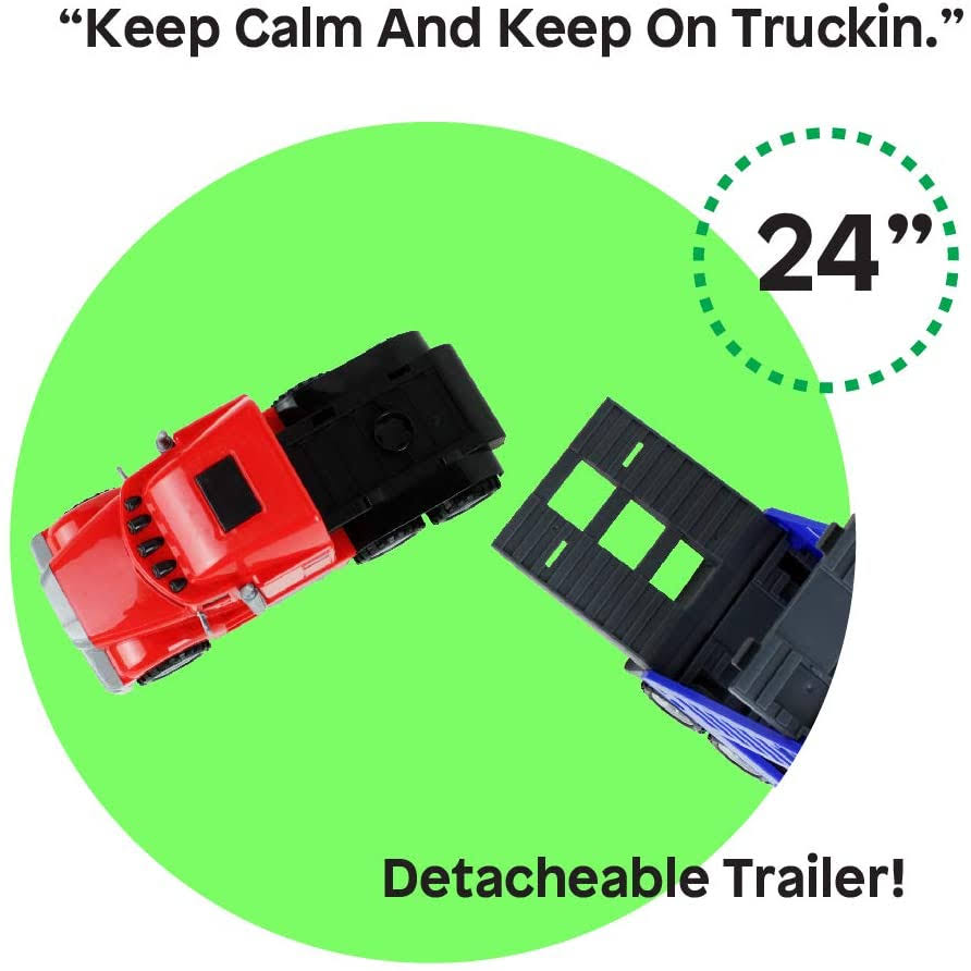 5-in-1 Truck Carrier Toy Trailer with Construction Signs U499