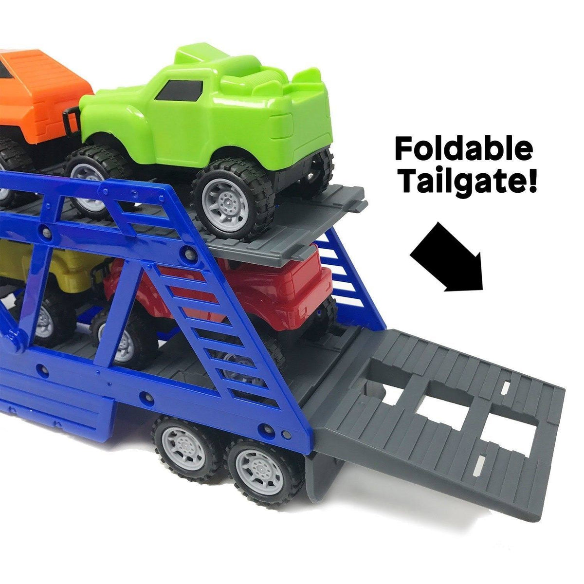 5-in-1 Truck Carrier Toy Trailer with Construction Signs U499