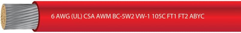 6 AWG Tinned Copper Marine Battery Cable 600 Volts Red 25 Feet D679941