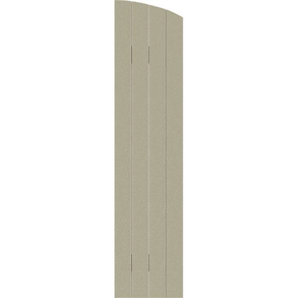 Rustic Faux Wood Shutters with Elliptical Arch Top P421
