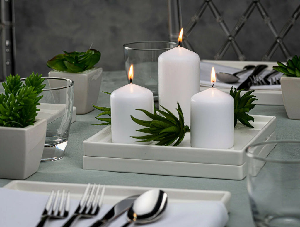 White 3X4" Unscented 6 Pack Pillar Candles Z4786