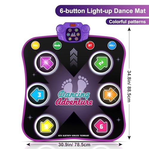 Electronic Dance Mat with Light-up 6-Button Wireless Bluetooth E990576