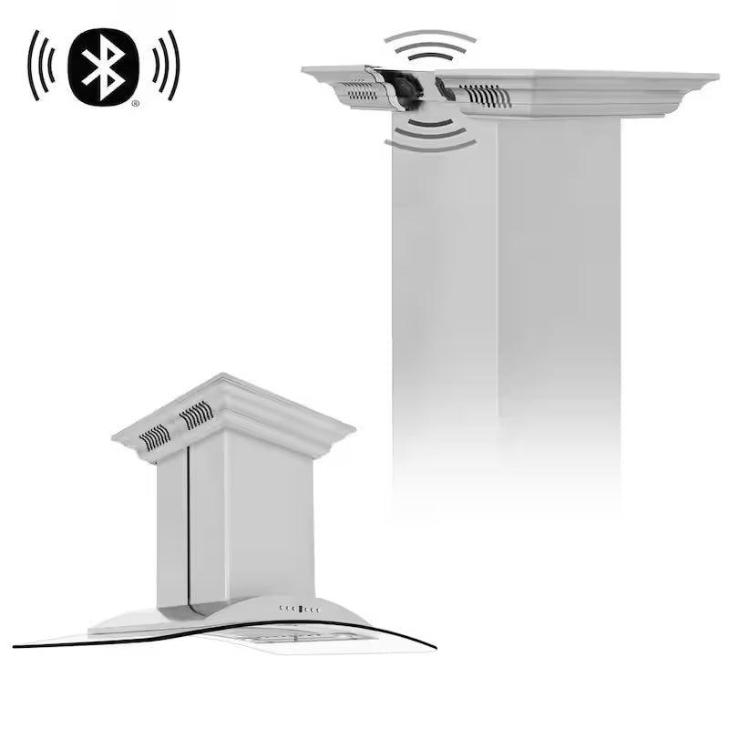 30 in. 400 CFM Ducted Island Mount Range Hood in Stainless Steel and Glass O1088