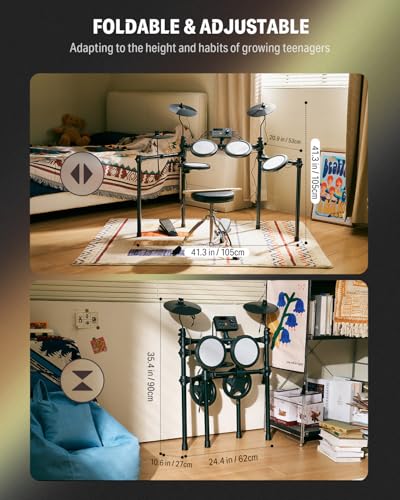 Electric Drum Set with 4 Mesh Pads and 2 Pedal D716417