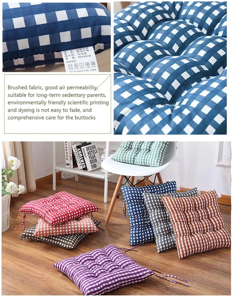 4 Pack Square Non-Slip Thicken Seat Cushion Pads with Ties M58975