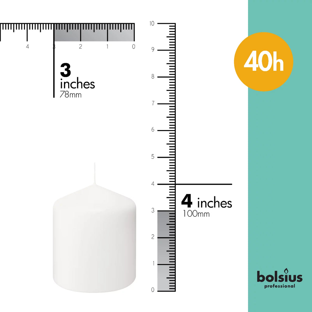 White 3X4" Unscented 6 Pack Pillar Candles Z4786