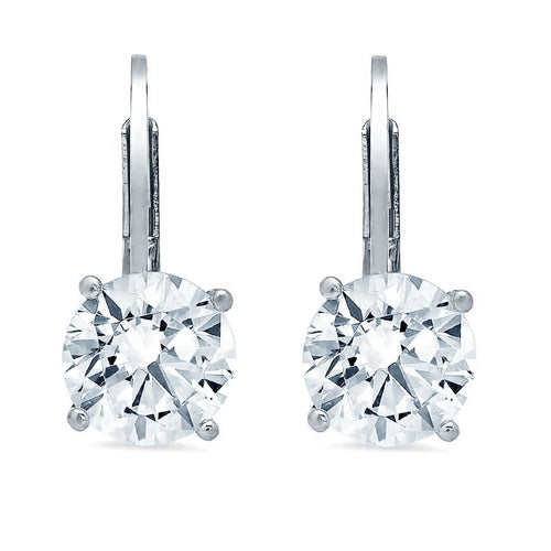 14k White Gold Simulated Diamond Drop Earrings C7883