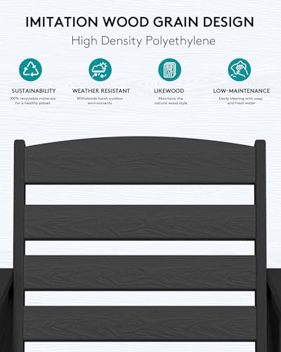 5 Pieces HDPE Adirondack Bar Chairs Set with Bar Pub Table, Black A7152