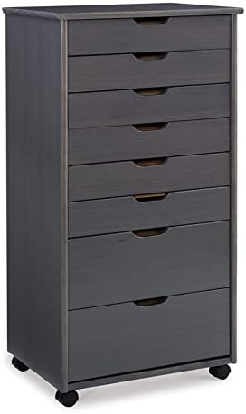 Gray Eight Drawer Wood Rolling Storage Cart O3700