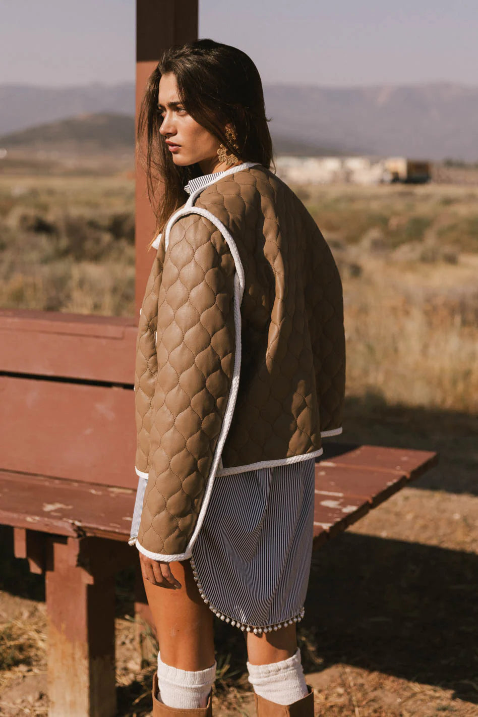 Quilted Faux Leather Jacket U1792