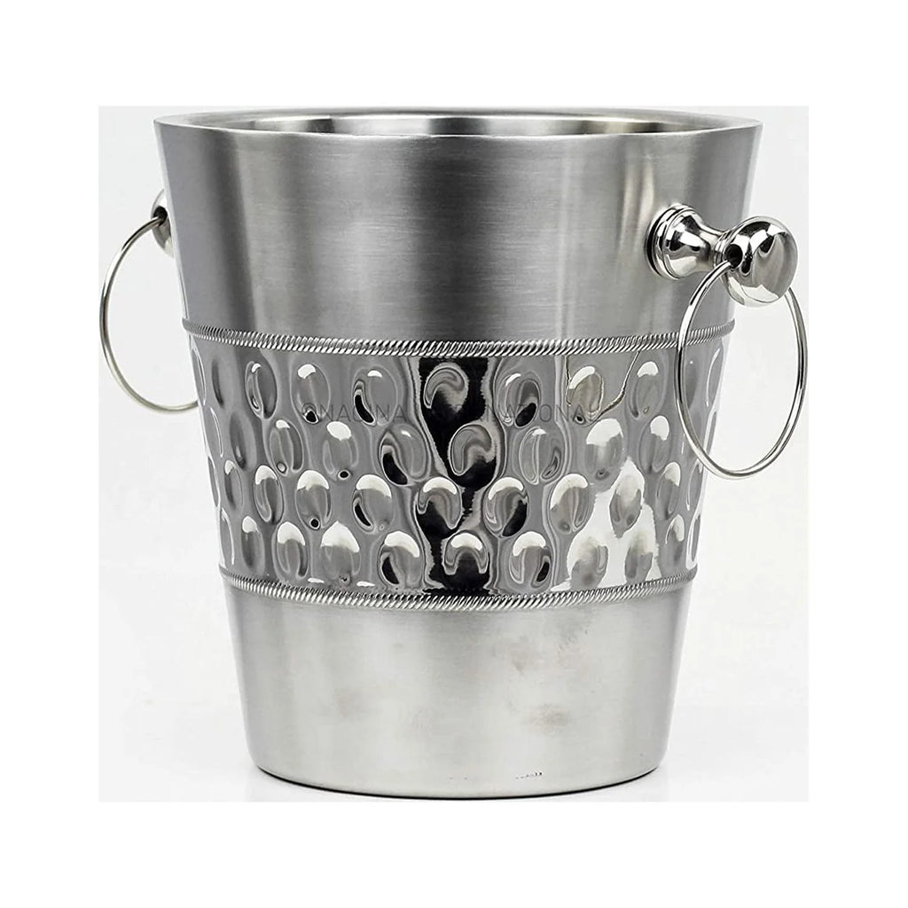 Hammered Brushed Nickel Plated Wine & Ice Bucket with Steel Stand L75996