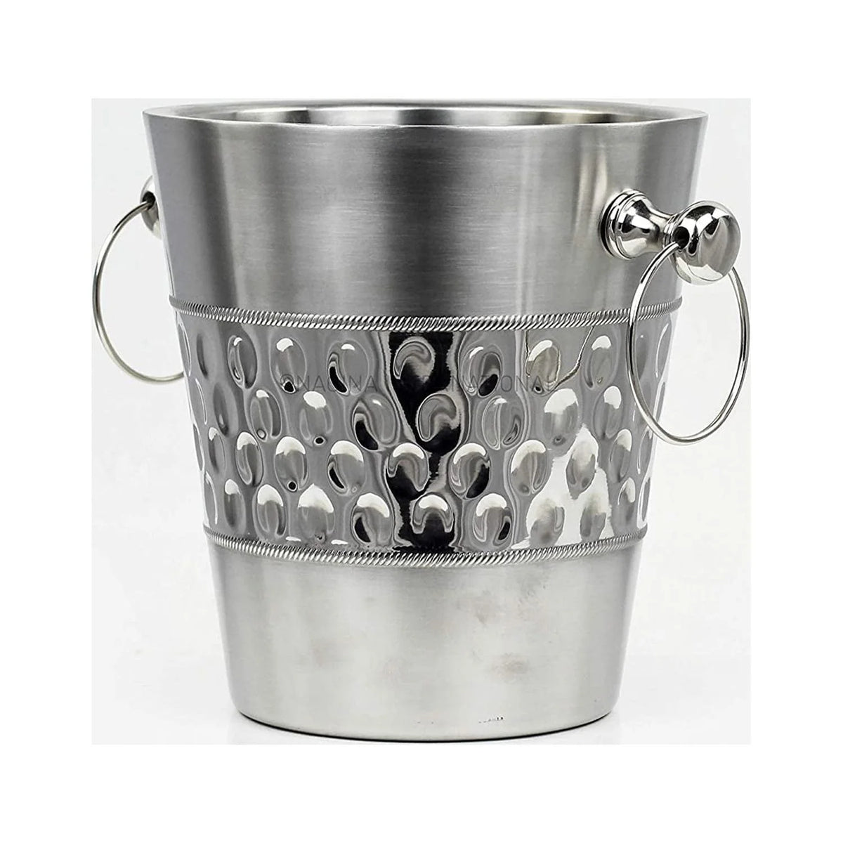 Hammered Brushed Nickel Plated Wine & Ice Bucket with Steel Stand L75996