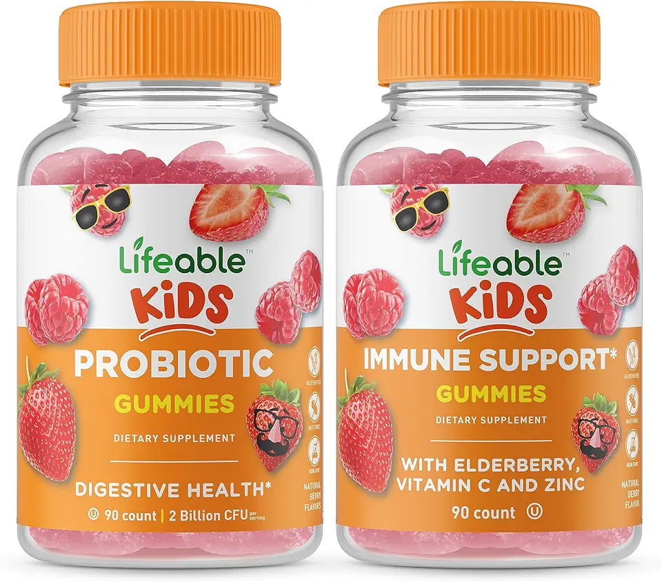 Probiotic 2 Billion CFU Kids Gummies Bundle Gluten Free GMO Free Chewable Gummy A50347