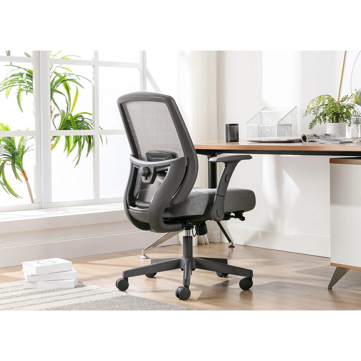 Ergonomic Mesh/Fabric Mid-Back Task Chair, Gray Z201837
