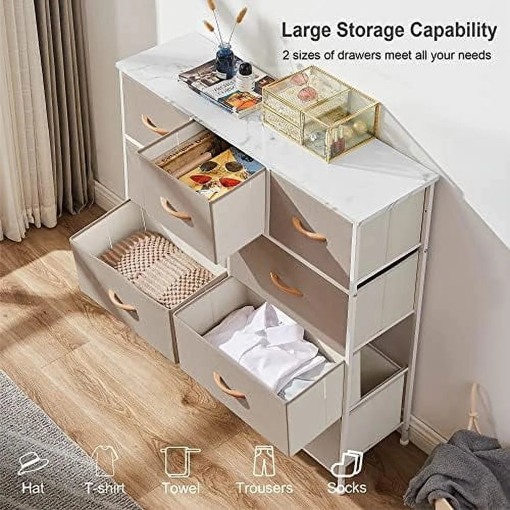 Black 9 Drawer Fabric Dresser with Steel Frame Q87737