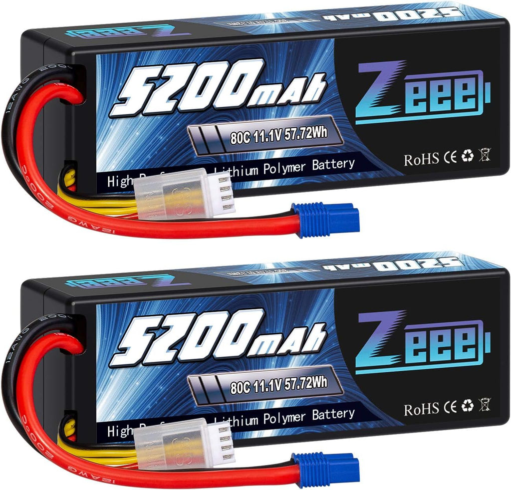3S Lipo Battery 5200mAh 11.1V 80C with EC3 Plug Hard Case Battery (2 Pack) B221238