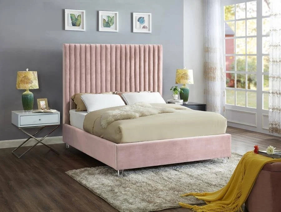 Grey Velvet Full Bed Q1223