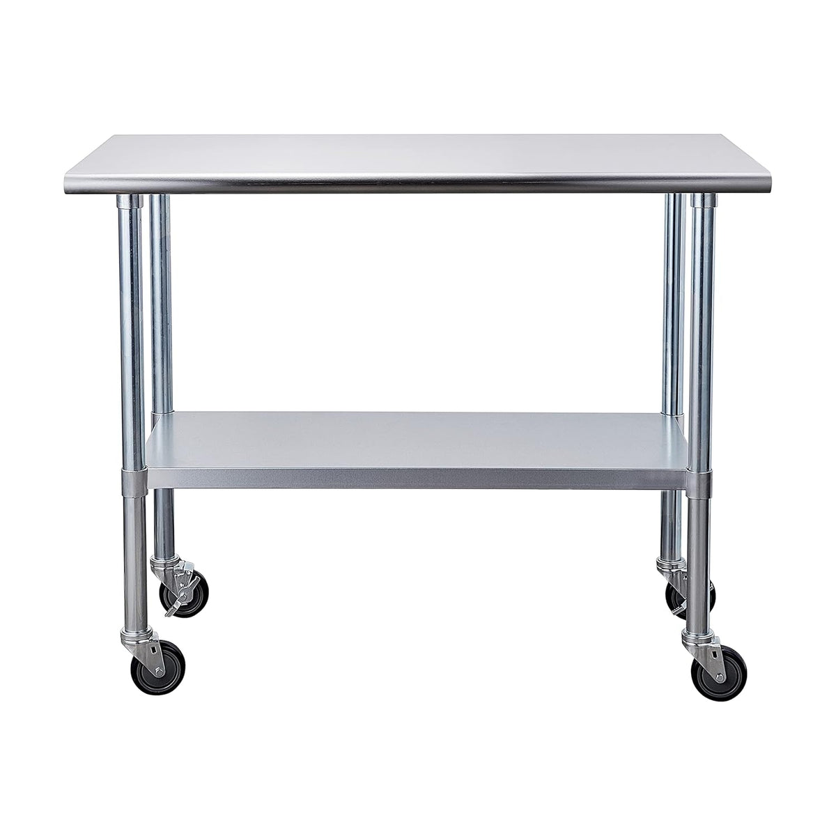 Stainless Steel Table 24 x 48 Inches with Caster Wheels and Undershelf Q616