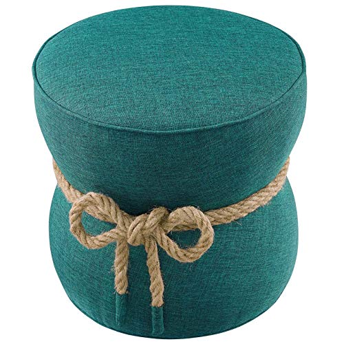 Atomic Red Upholstered Fabric Round Ottoman A975