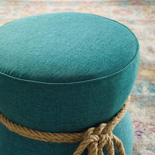 Atomic Red Upholstered Fabric Round Ottoman A975