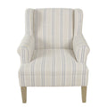 Blue and Off-White Striped Wingback Accent Chair N2541