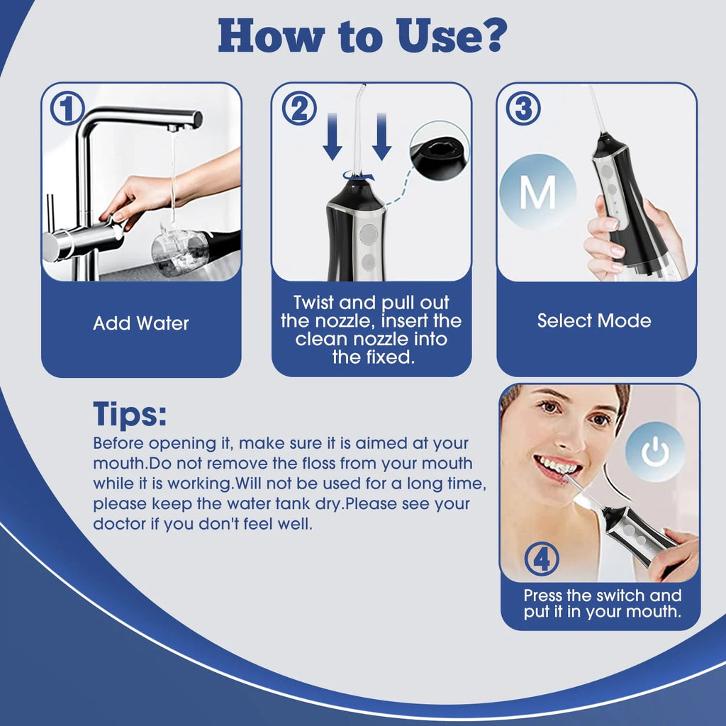 Cordless Water Flosser 3 Modes 5 Tips IPX6 Waterproof N681424