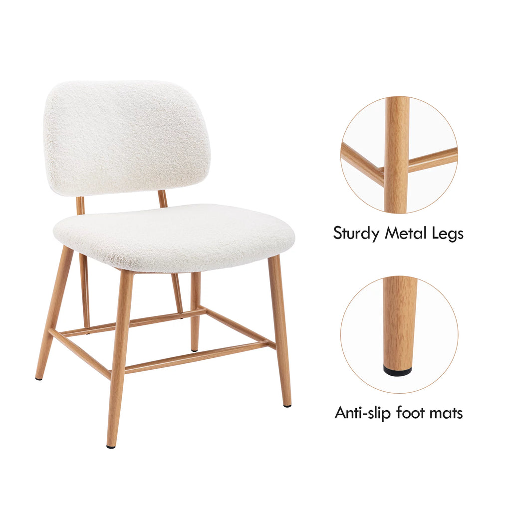 Teddy Upholstered Dining Chairs Set of 2 with Metal Legs C296