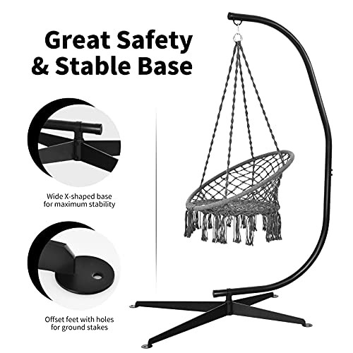 Black Heavy-Duty Steel Hammock Chair Stand Only M786