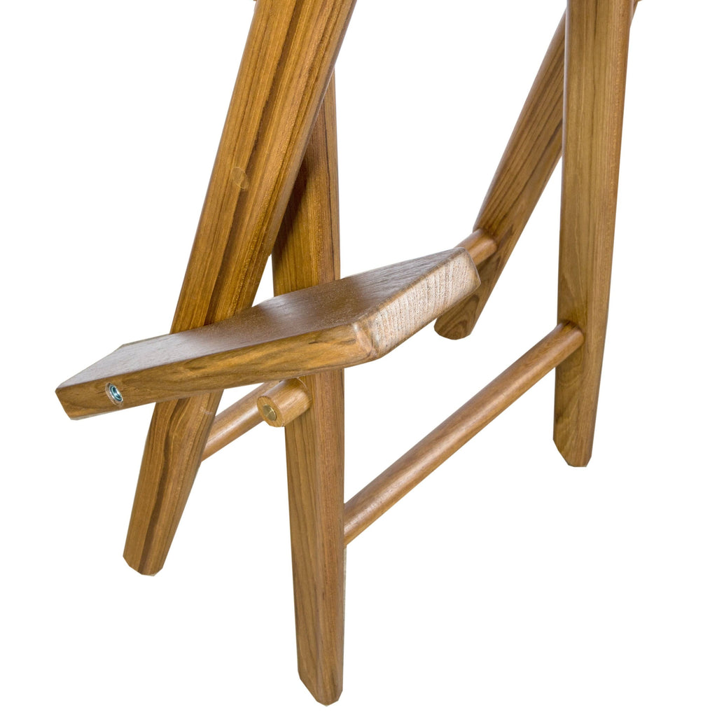 Teak Captain's Chair with Blue Seat Covers F5509