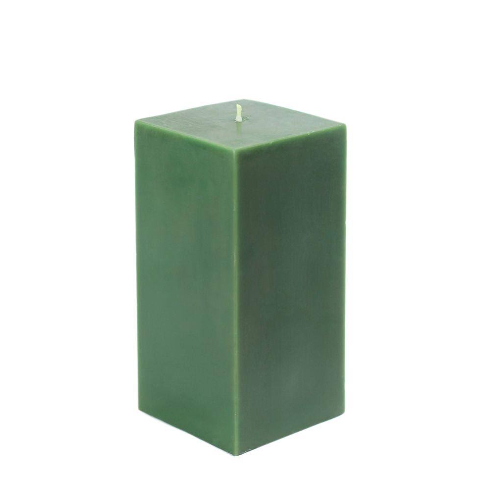 3 in. x 6 in. Hunter Green Square Pillar Candle P76418